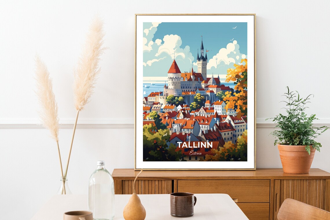 Tallinn Estonia Toompea Castle Old Town Vintage Travel Poster - Image 2