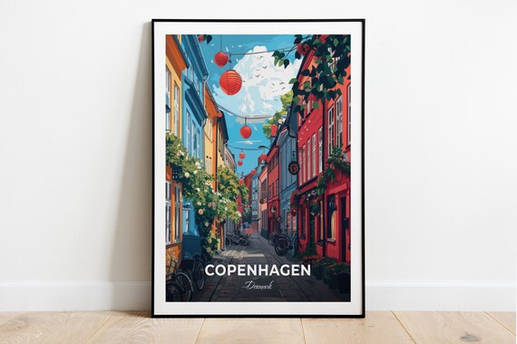 Copenhagen Christiania Lantern Street Colorful Houses Poster