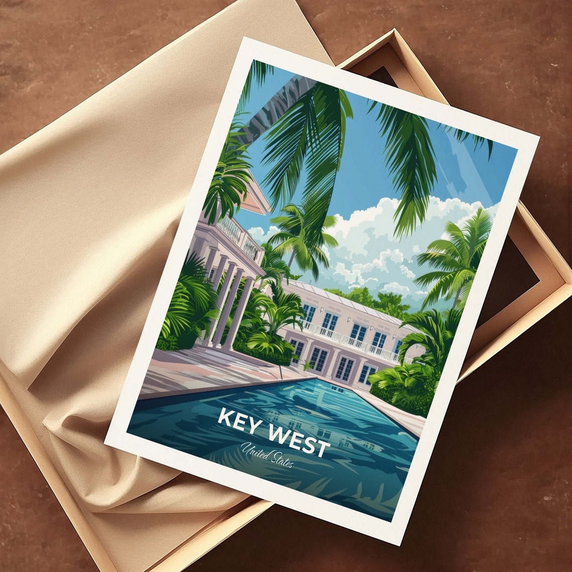 Key West Truman Little White House Columned Pool Travel Poster - Image 3