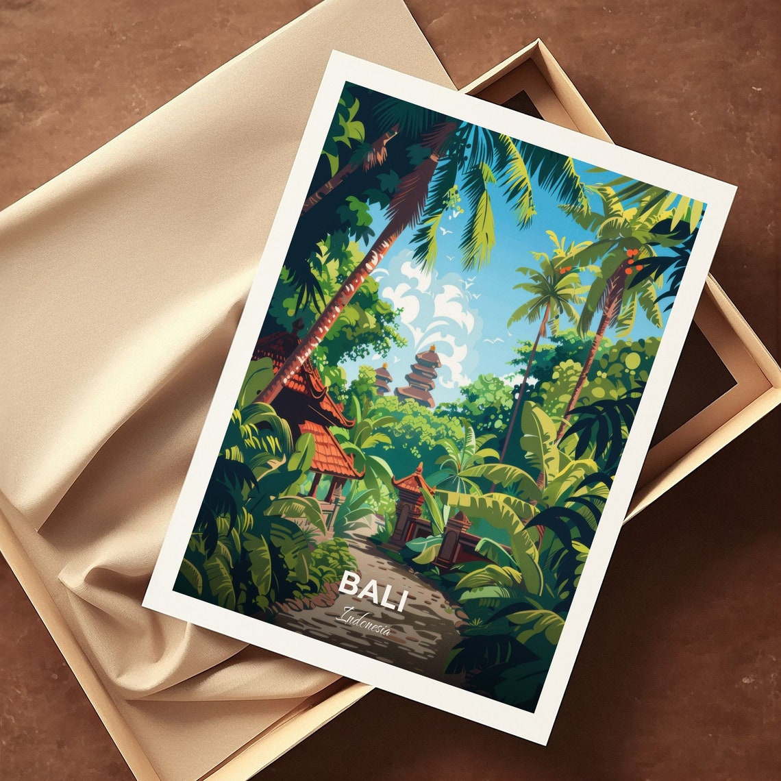 Bali Indonesia Monkey Forest Temple Jungle Vintage Travel Poster - Image 3