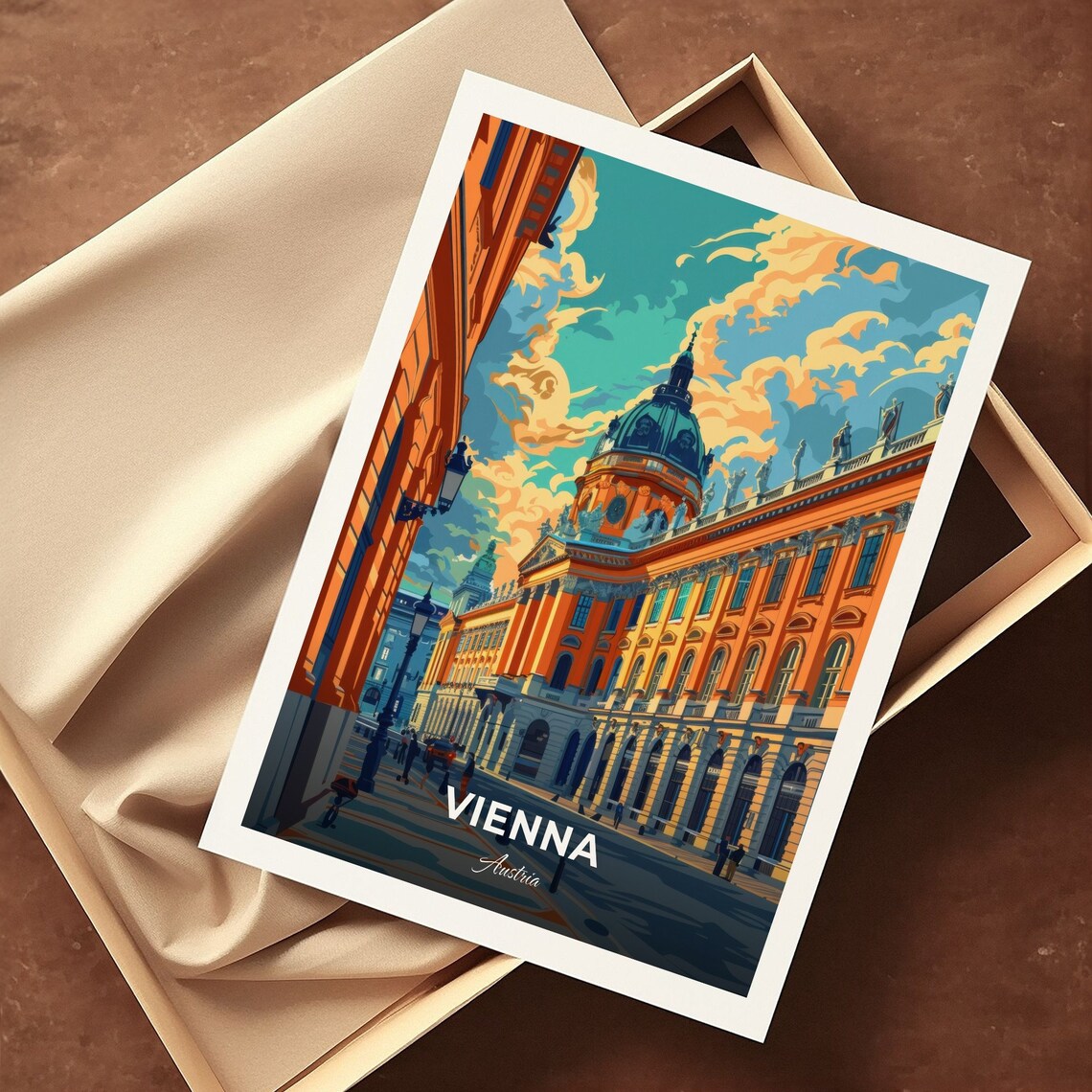 Vienna Austria Hofburg Palace Dome Golden Street Scene Travel Poster - Image 3