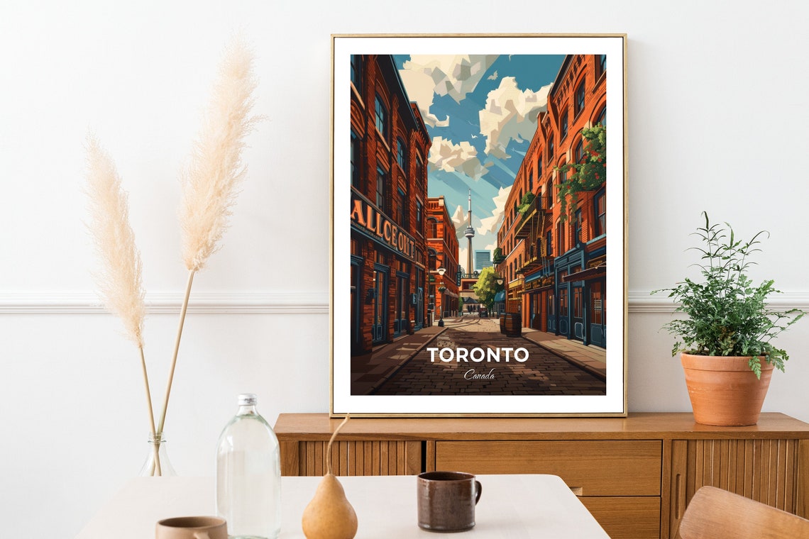 Toronto Distillery District Brick Lane CN Tower Skyline Canada Poster - Image 2