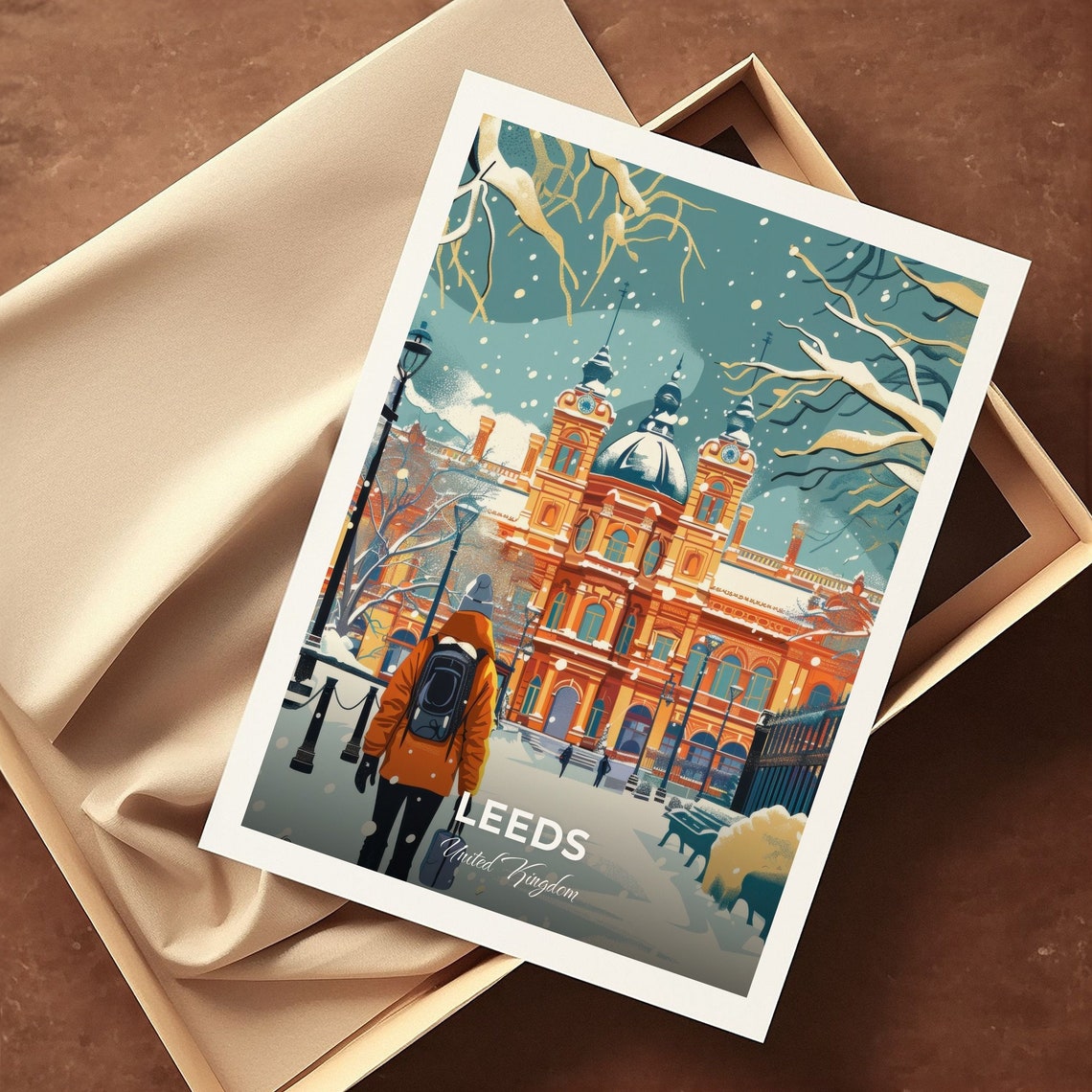 Leeds Corn Exchange Snowy Winter Palace United Kingdom Travel Poster - Image 3