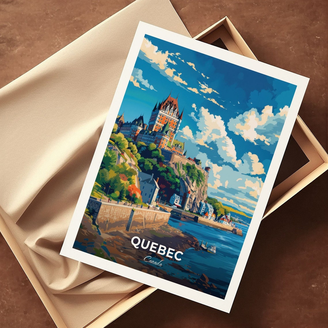 Quebec Canada Citadelle Cliffside Castle Waterfront Travel Poster - Image 3
