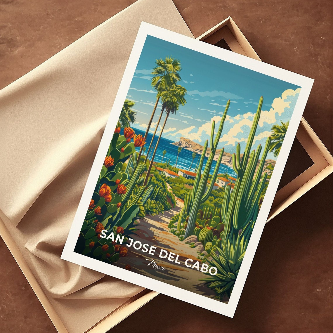San Jose del Cabo Cactus Garden Path to the Sea Mexico Travel Poster - Image 3