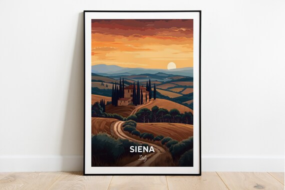 Siena Chianti Countryside Farmhouse Cypress Sunset Italy Travel Poster