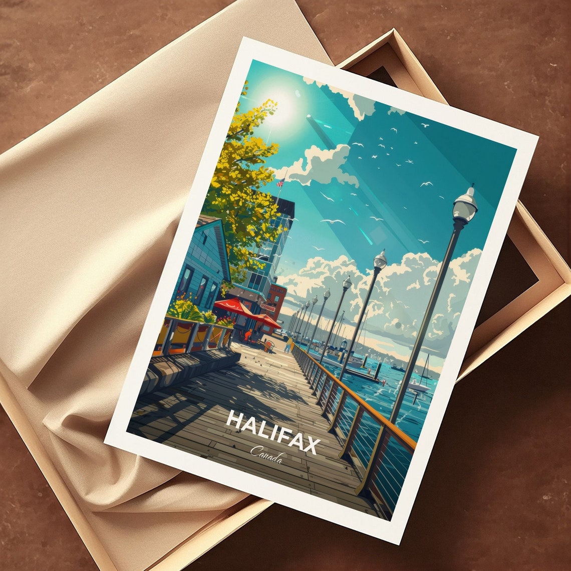 Halifax Canada Harbor Boardwalk Bright Sunny Summer Day Poster - Image 3