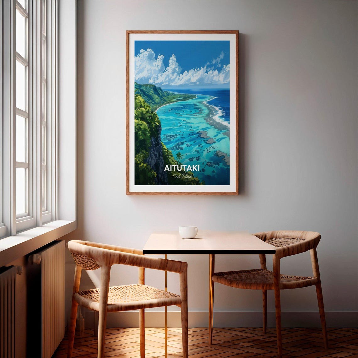 Aitutaki Cook Islands Atoll Lagoon Mountain Tropical Art Poster - Image 2