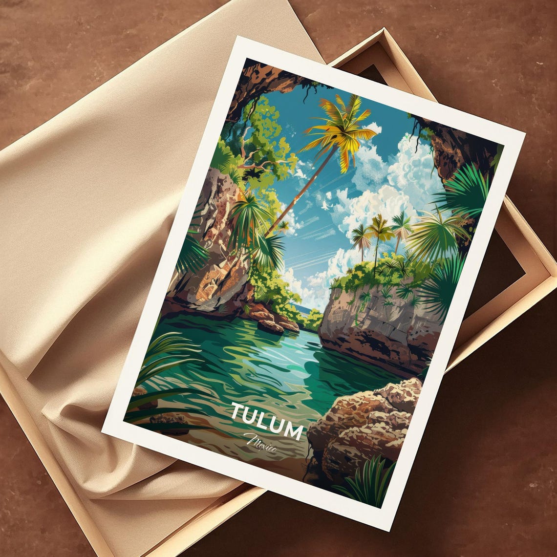 Tulum Mexico Jungle Lagoon Turquoise Water Palms Travel Poster - Image 4
