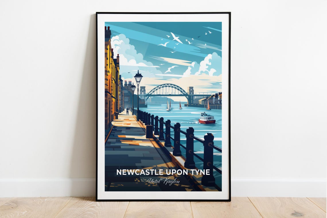 Newcastle Upon Tyne Quayside Tyne Bridge England Travel Poster
