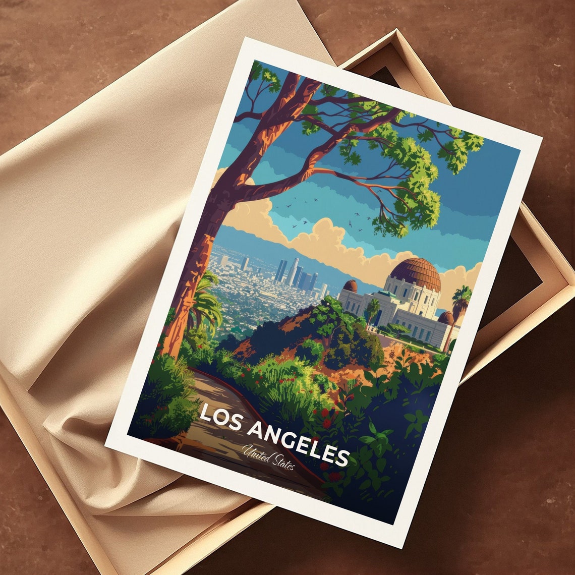 Los Angeles Griffith Observatory Dome Skyline View Travel Poster - Image 3
