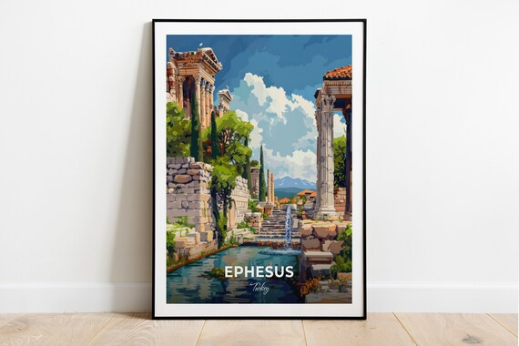Ephesus Turkey Fountain Of Trajan Ruins Courtyard Travel Poster