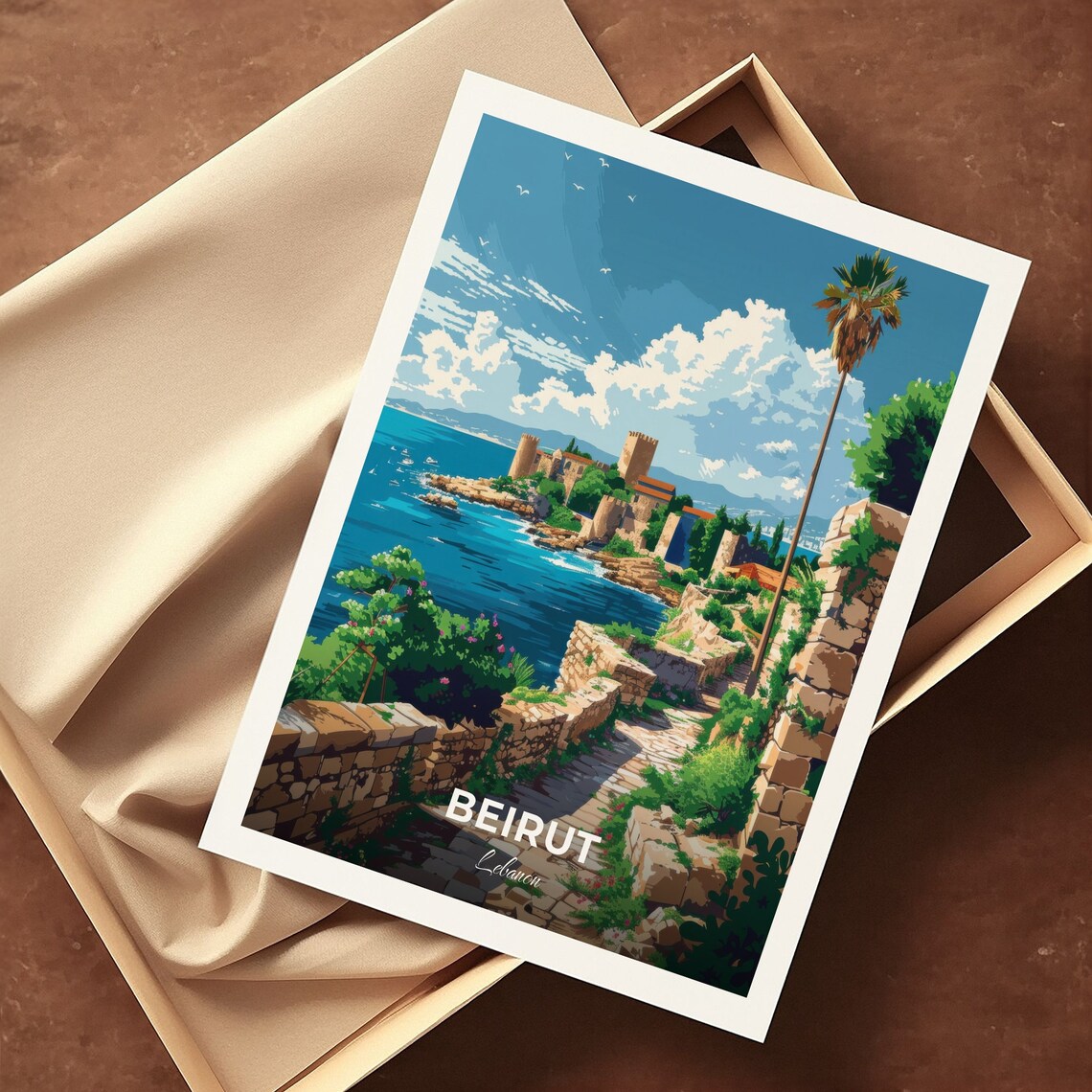Beirut Lebanon Byblos Ancient Coastal Citadel Sea View Travel Poster - Image 3