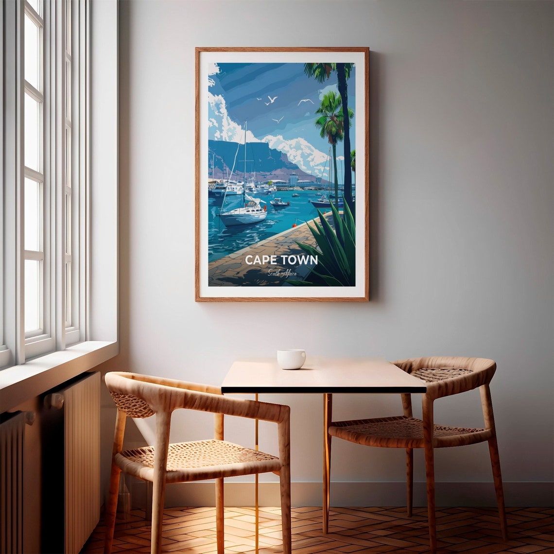 Cape Town Waterfront Sailboats and Table Mountain Travel Poster - Image 2