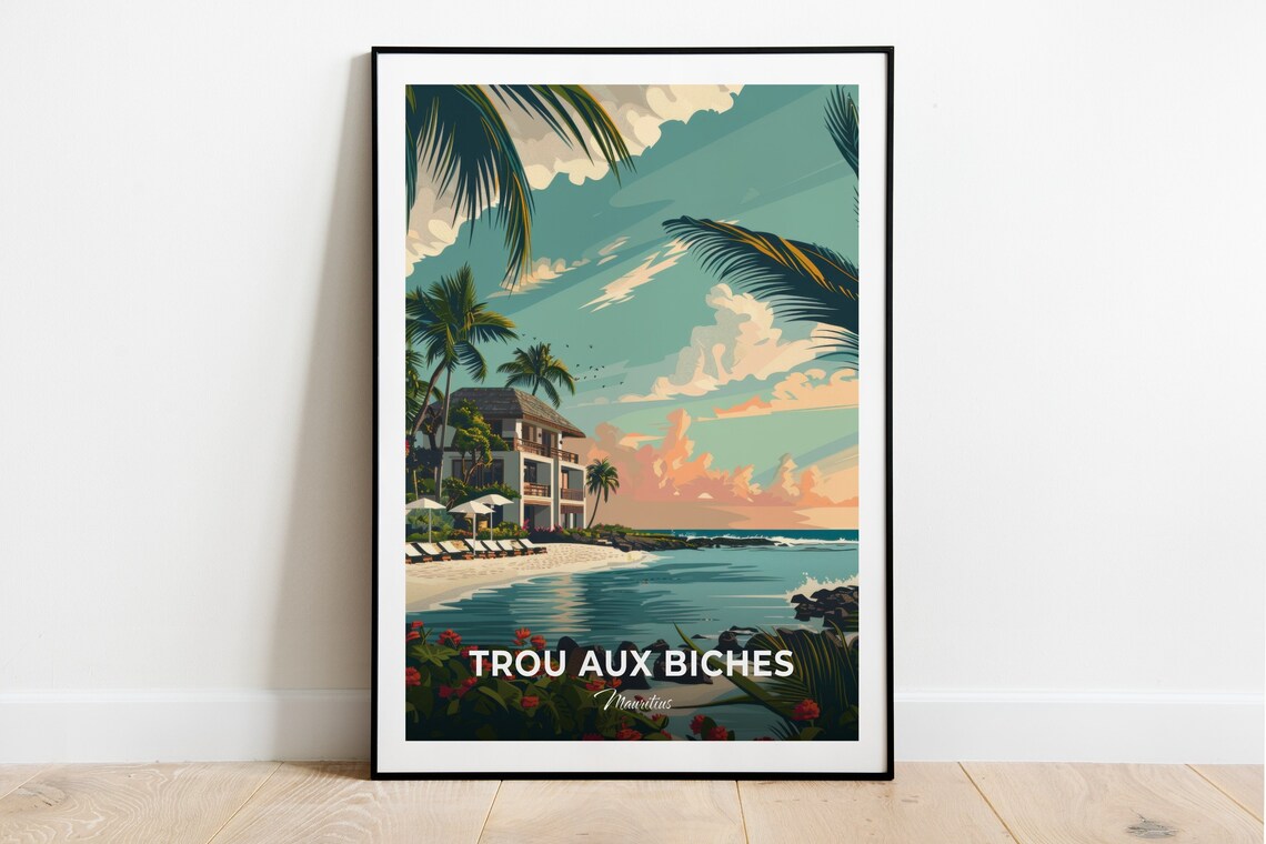 Trou Aux Biches Mauritius Tropical Beach Resort At Sunset Poster