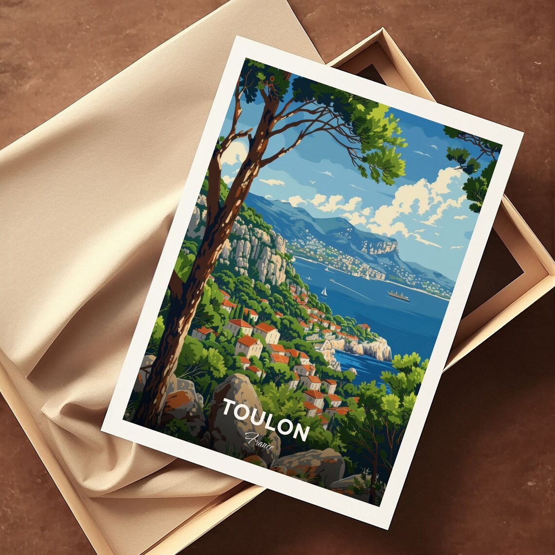 Toulon Mediterranean Coast Hillside Village Bay View Travel Poster - Image 3