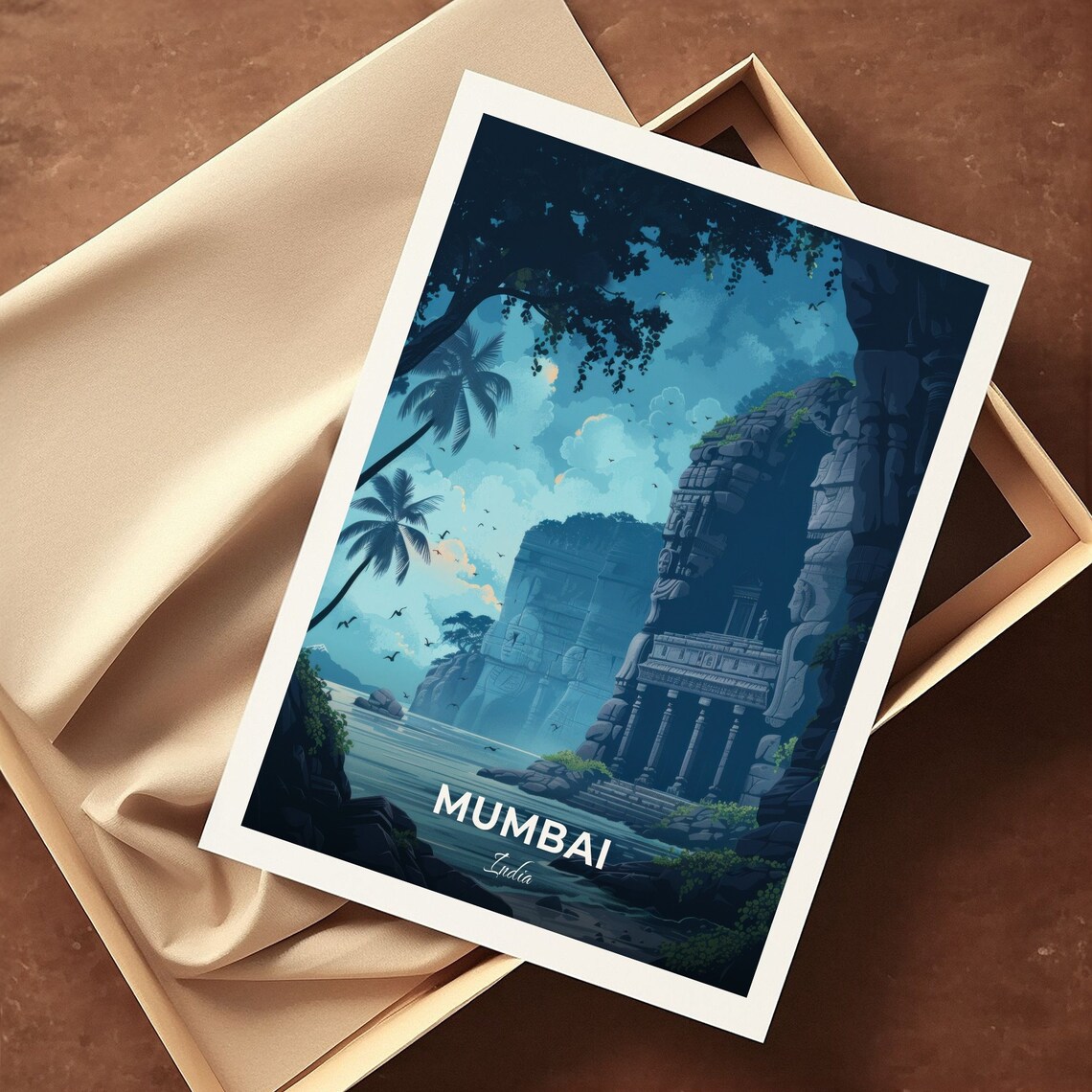 Mumbai Elephanta Caves Rock Temple Dusk Shore Island Art Poster - Image 3