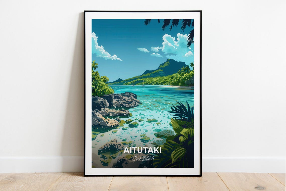 Aitutaki Cook Islands Lagoon Island Tropical Coral Reef Poster