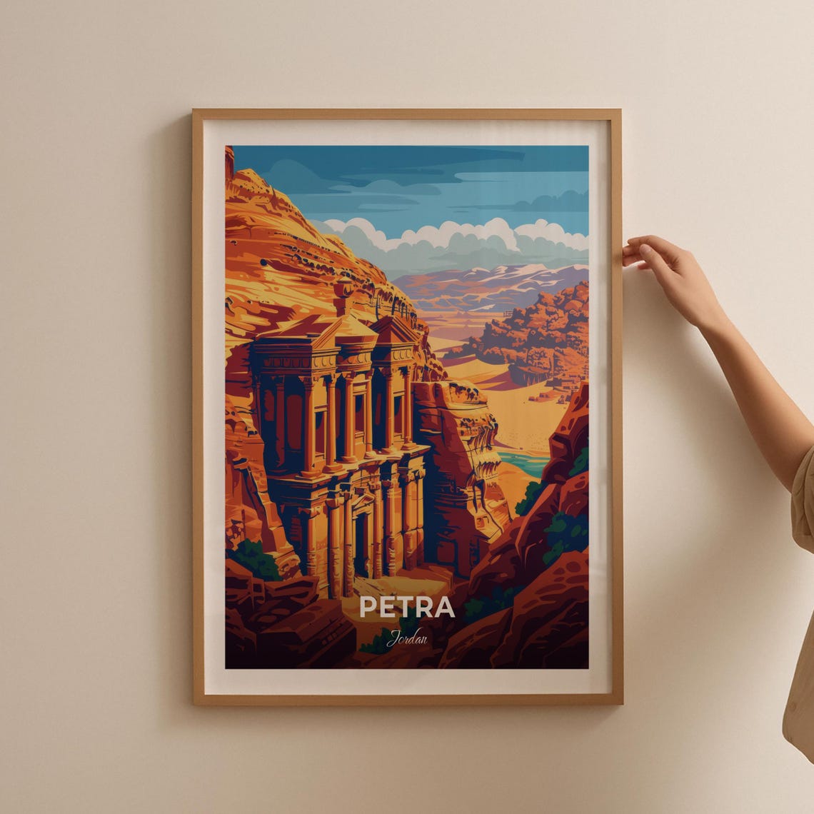 Petra Jordan Ad Deir Monastery Cliff Carving Desert Travel Poster - Image 2