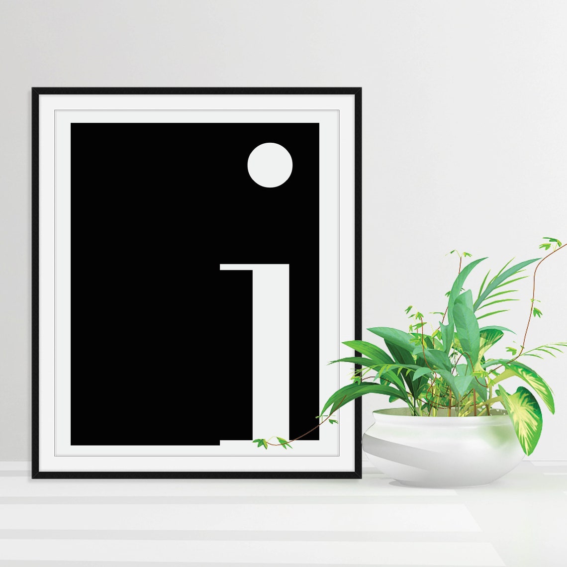 Lowercase I Letter Black White Bold Serif Typography Art Poster - Image 4