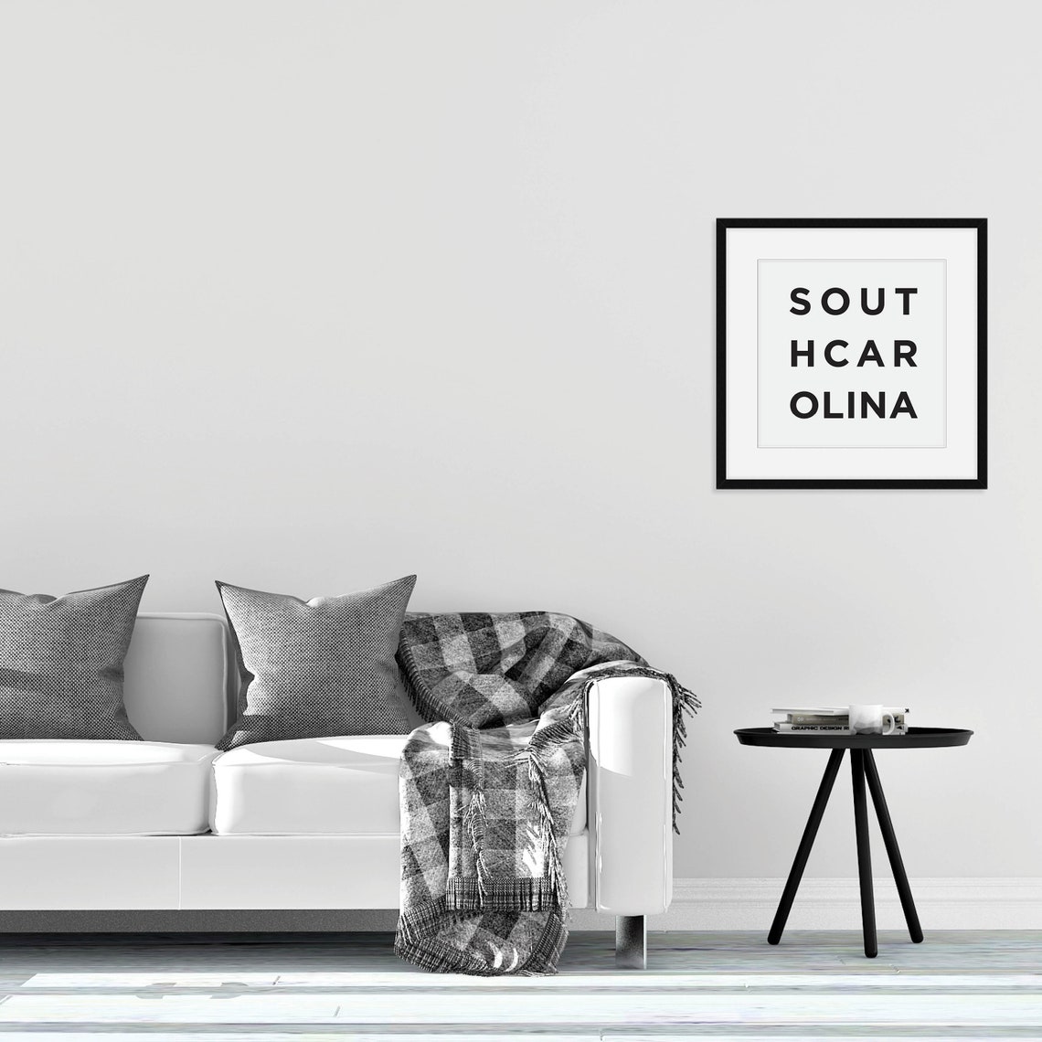 South Carolina Minimalist Black White State Digital Print Download - Image 2