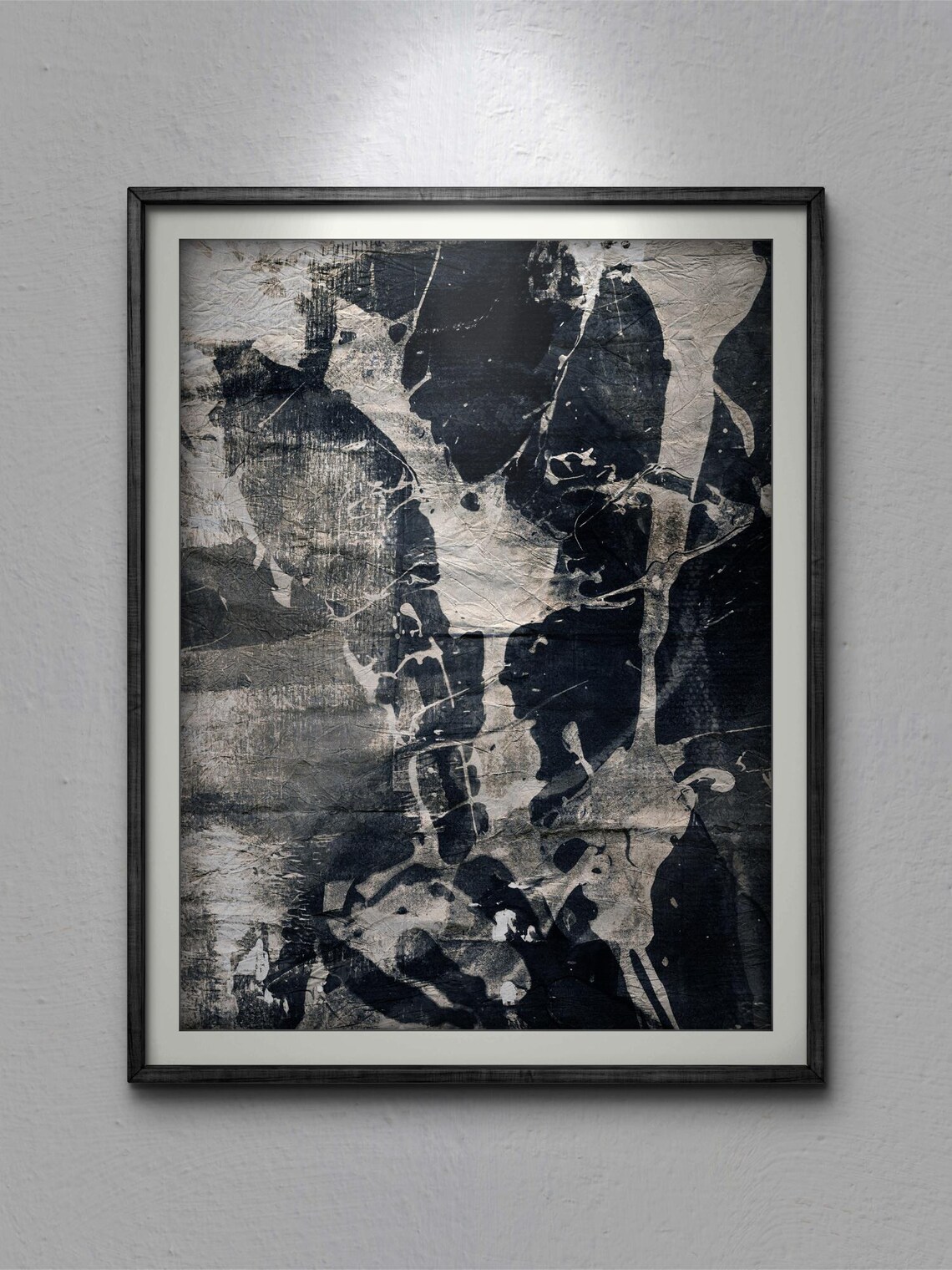 Black And White Streaks And Lines Abstract Night Sky Painting Acrylic On Paper Art Abstract Print - Image 3