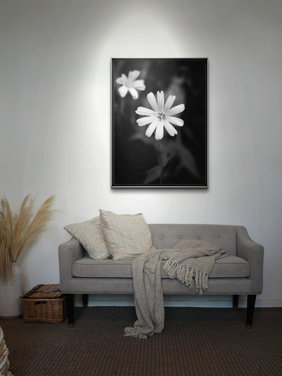 Black And White Flower Close Up, Elegant Floral