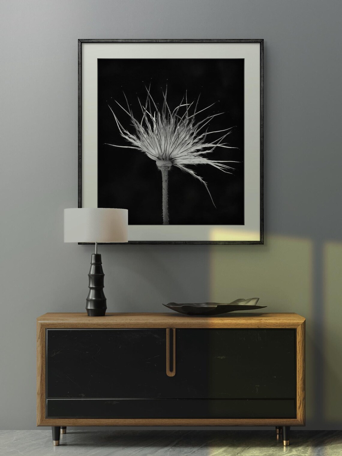 High Contrast Black And White Dandelion Photograph - Image 2