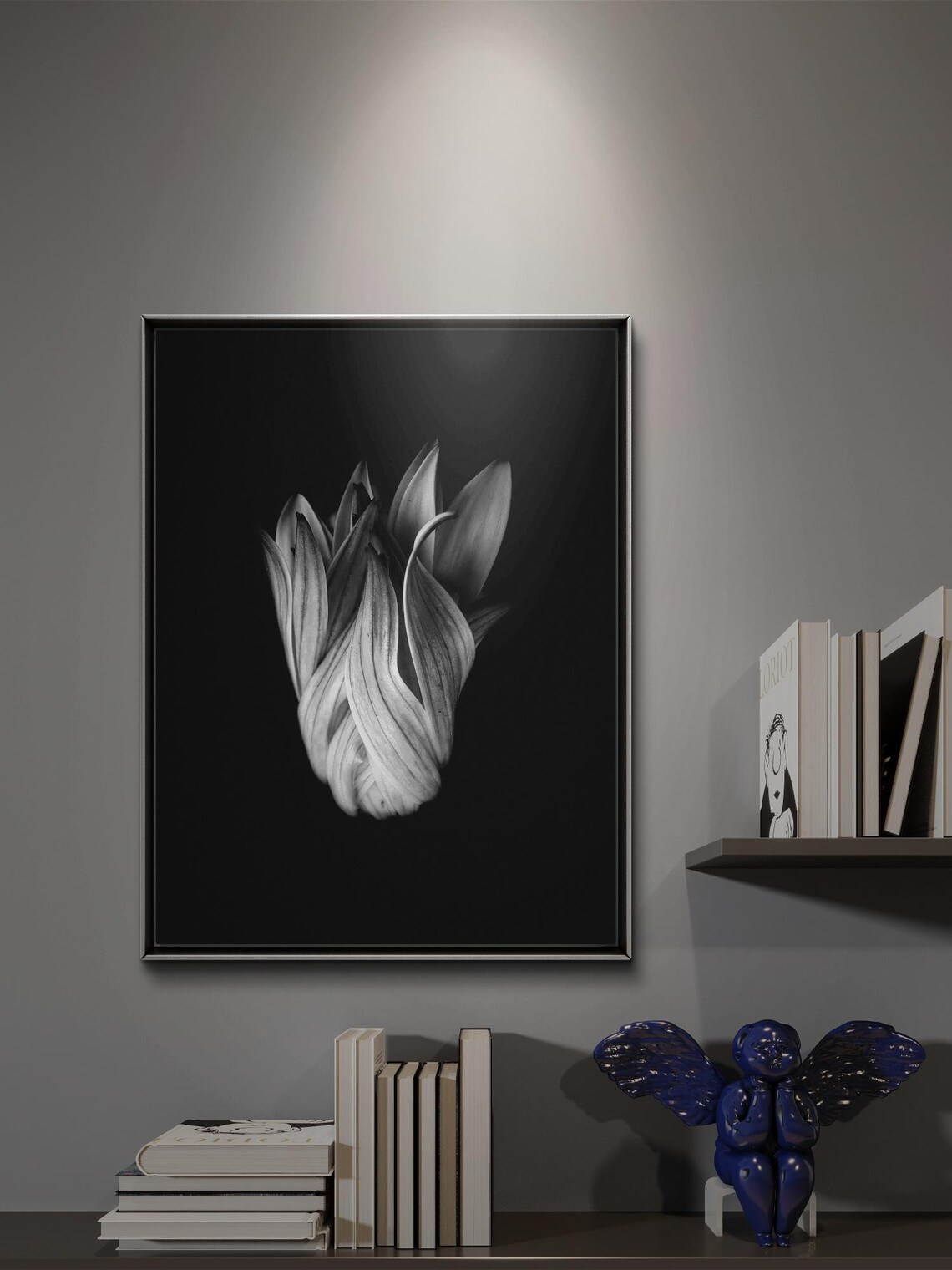 Black And White Flower Bud Photograph, Floral Art