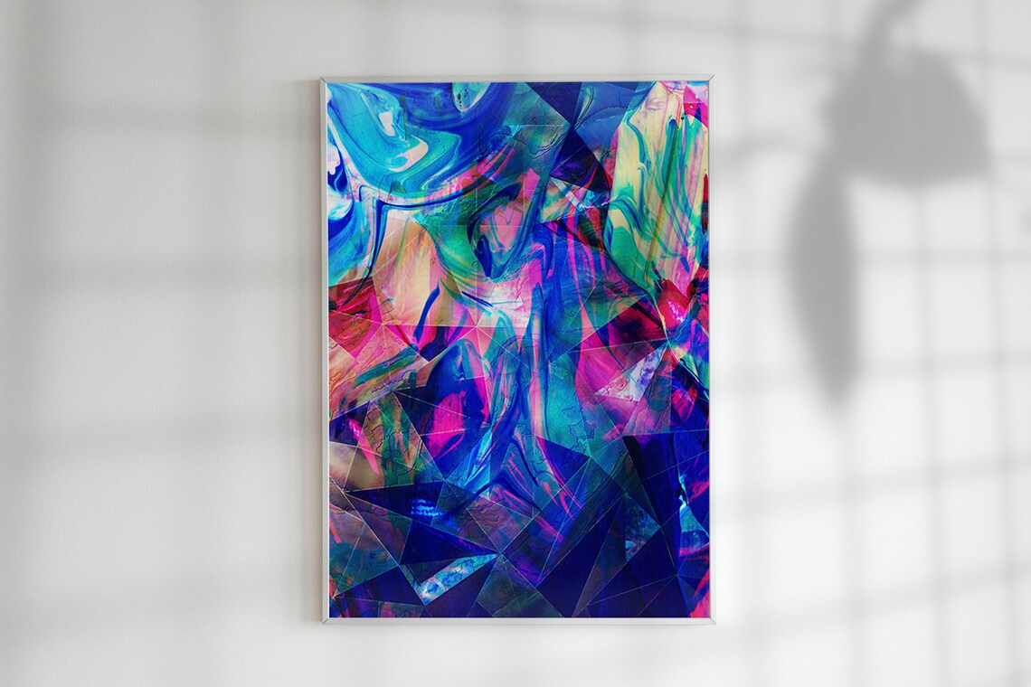 Abstract Geometric Collage Pop Art, Purple Triangles - Image 3