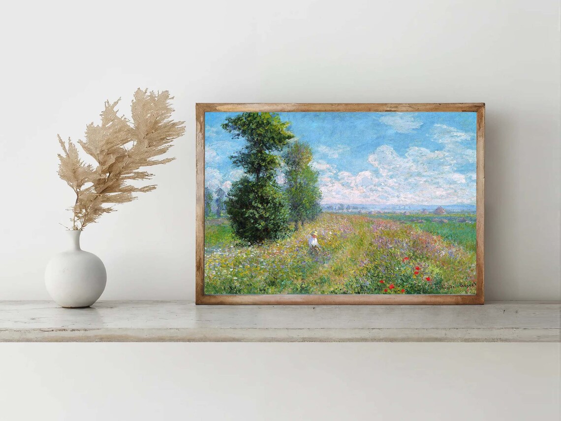 Claude Monet Meadow with Poplars Poppies Summer Field Impressionist Poster - Image 2