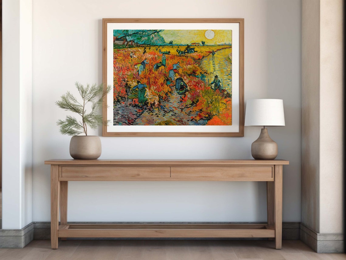 Van Gogh The Red Vineyard Autumn Harvest Sun Impressionist Poster - Image 4