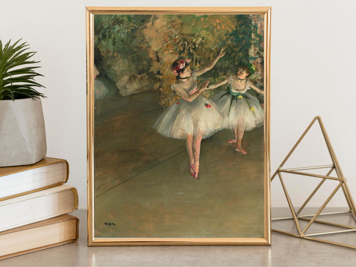 Edgar Degas Two Dancers on Stage Elegant Performance Classic Print