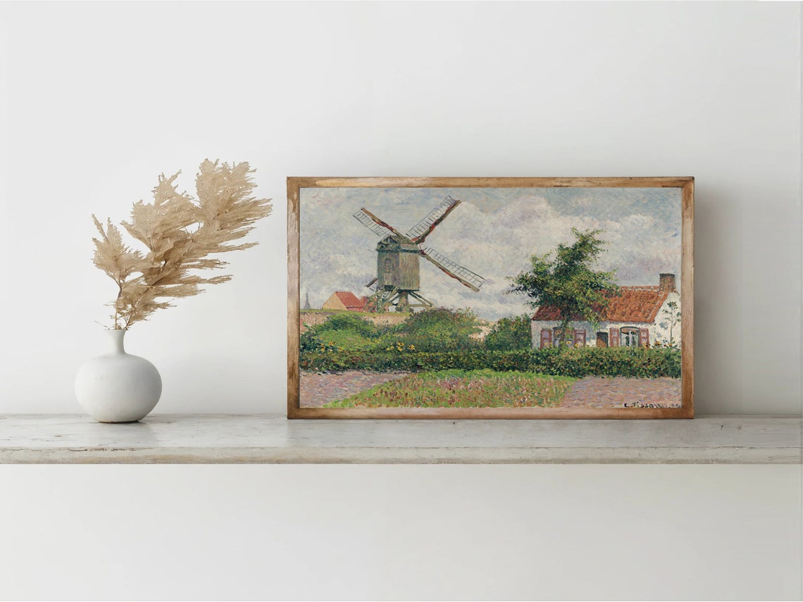 Pissarro Windmill Countryside Cottage Rustic Village Art Poster - Image 8