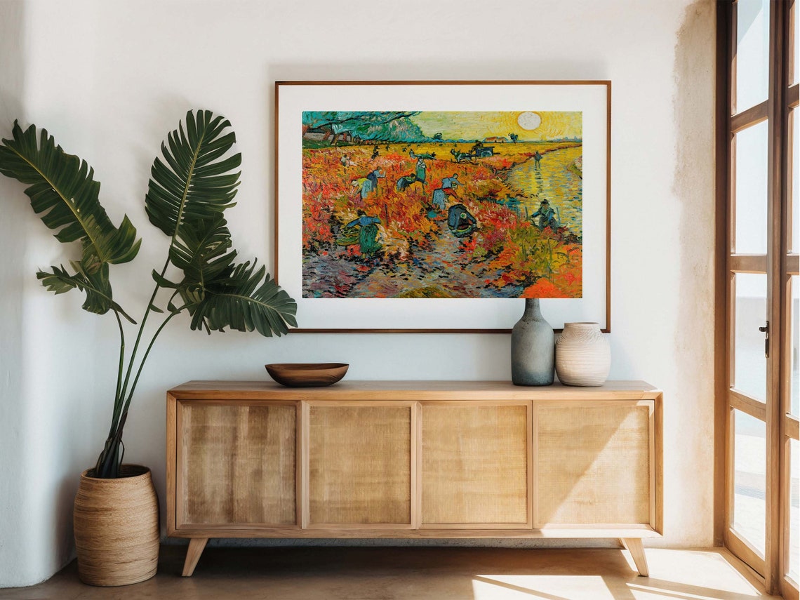 Van Gogh The Red Vineyard Autumn Harvest Sun Impressionist Poster - Image 8