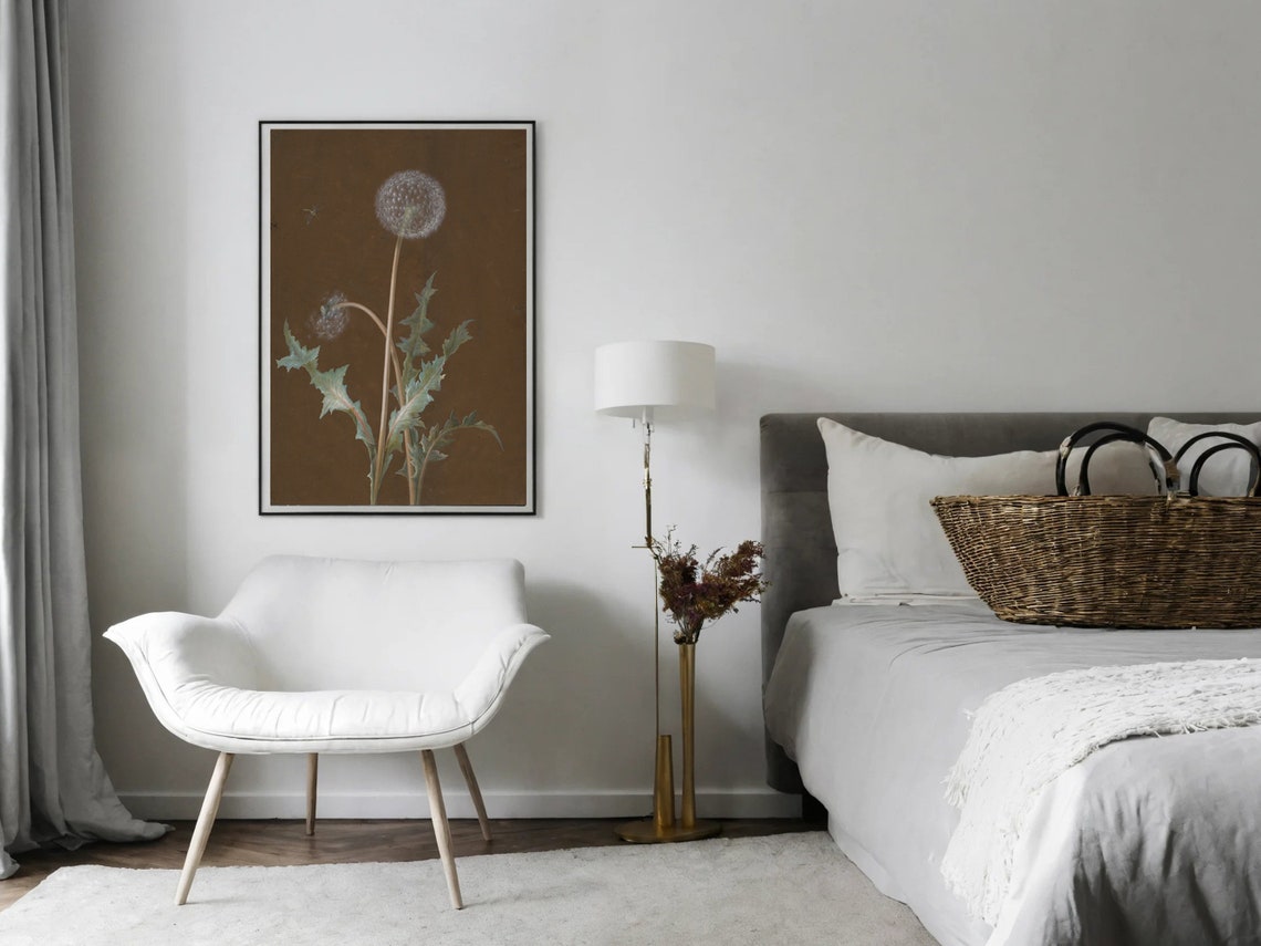 Dandelion Seed Head Butterfly Vintage Botanical Study Art Poster - Image 7