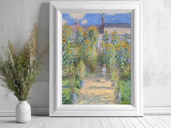 Claude Monet The Artists Garden at Vetheuil Sunflower Classic Print