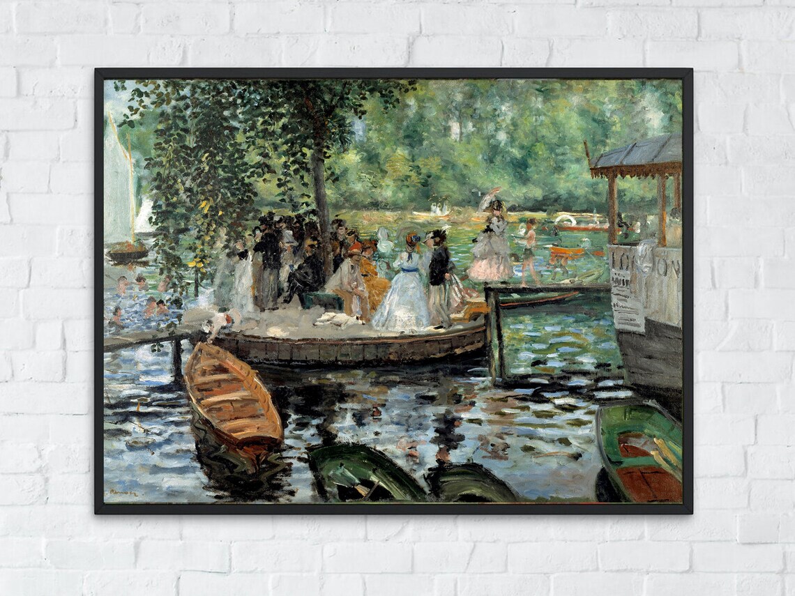 Renoir La Grenouillere Boats Bathing Riverside Impressionist Poster