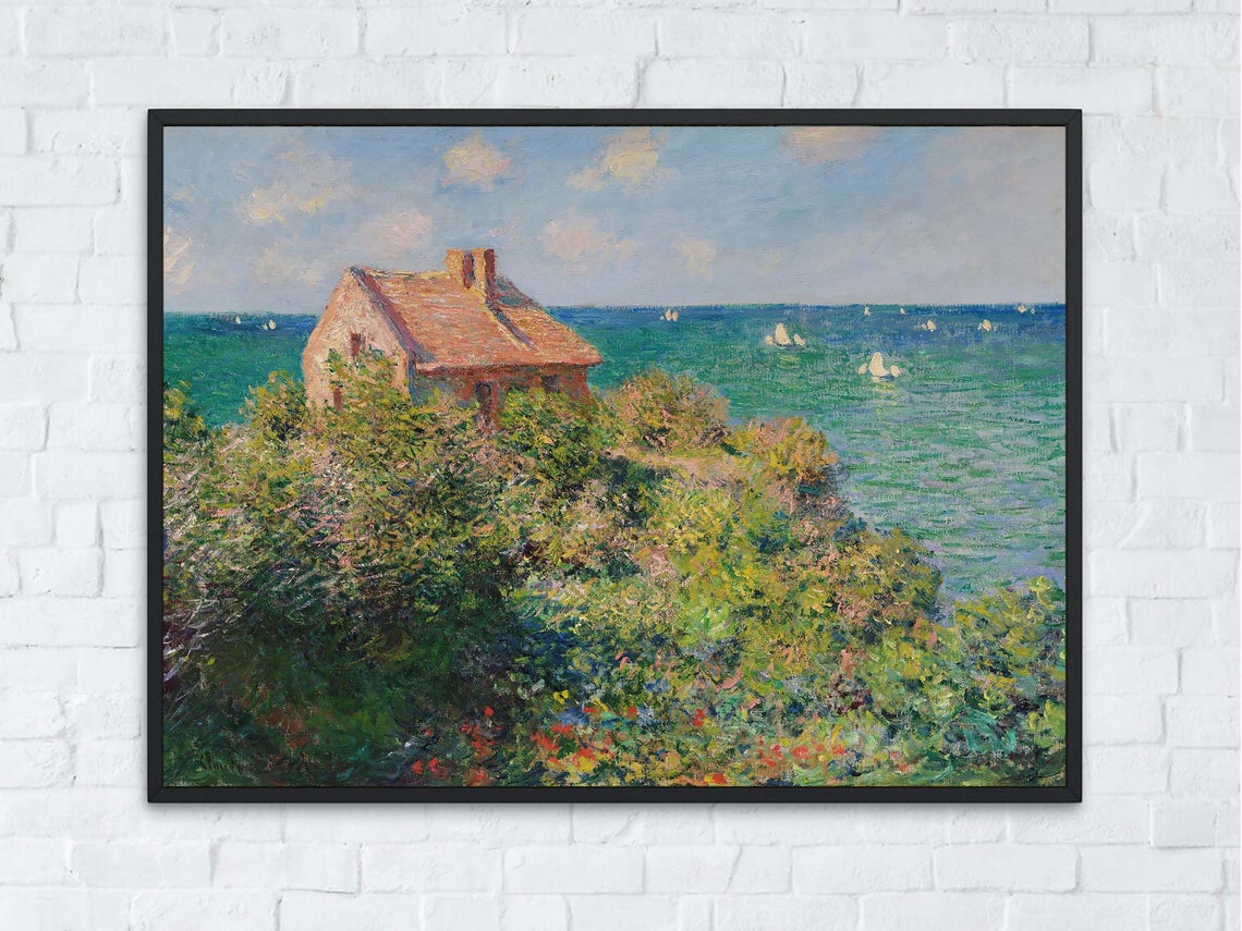 Claude Monet Fishermans Cottage on the Cliffs Coast Normandy Print - Image 8