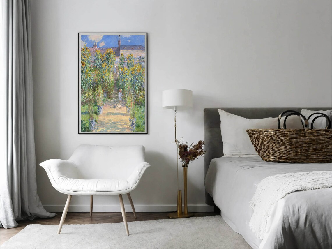 Claude Monet The Artists Garden at Vetheuil Sunflower Classic Print - Image 7