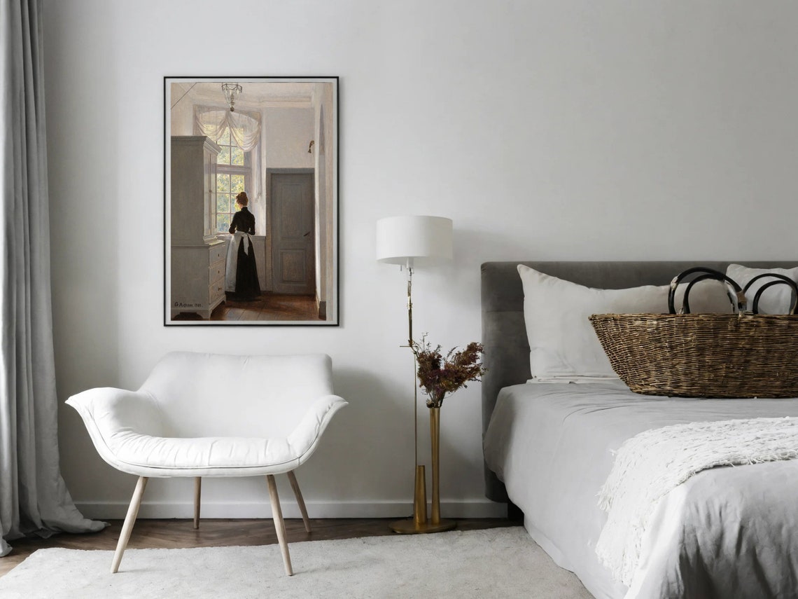 Achen Maid at the Window Quiet Danish Interior Classic Scene Poster - Image 6