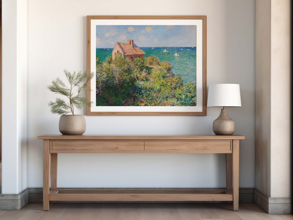 Claude Monet Fishermans Cottage on the Cliffs Coast Normandy Print - Image 4