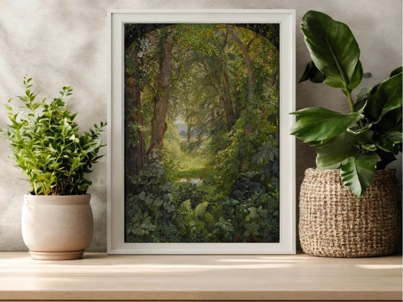 Rustic Forest Painting Woodland Landscape Vintage Landscape Painting Print Forest Art Print Wall Art