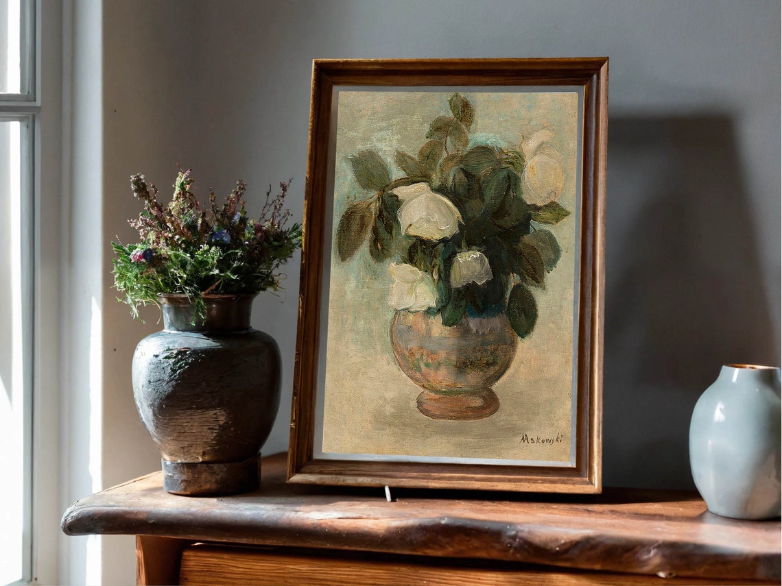 Roses Print Neutral Still Life Roses Painting Vintage Roses Painting Neutral Floral Print Still Life Roses Painting Still Life - Image 7