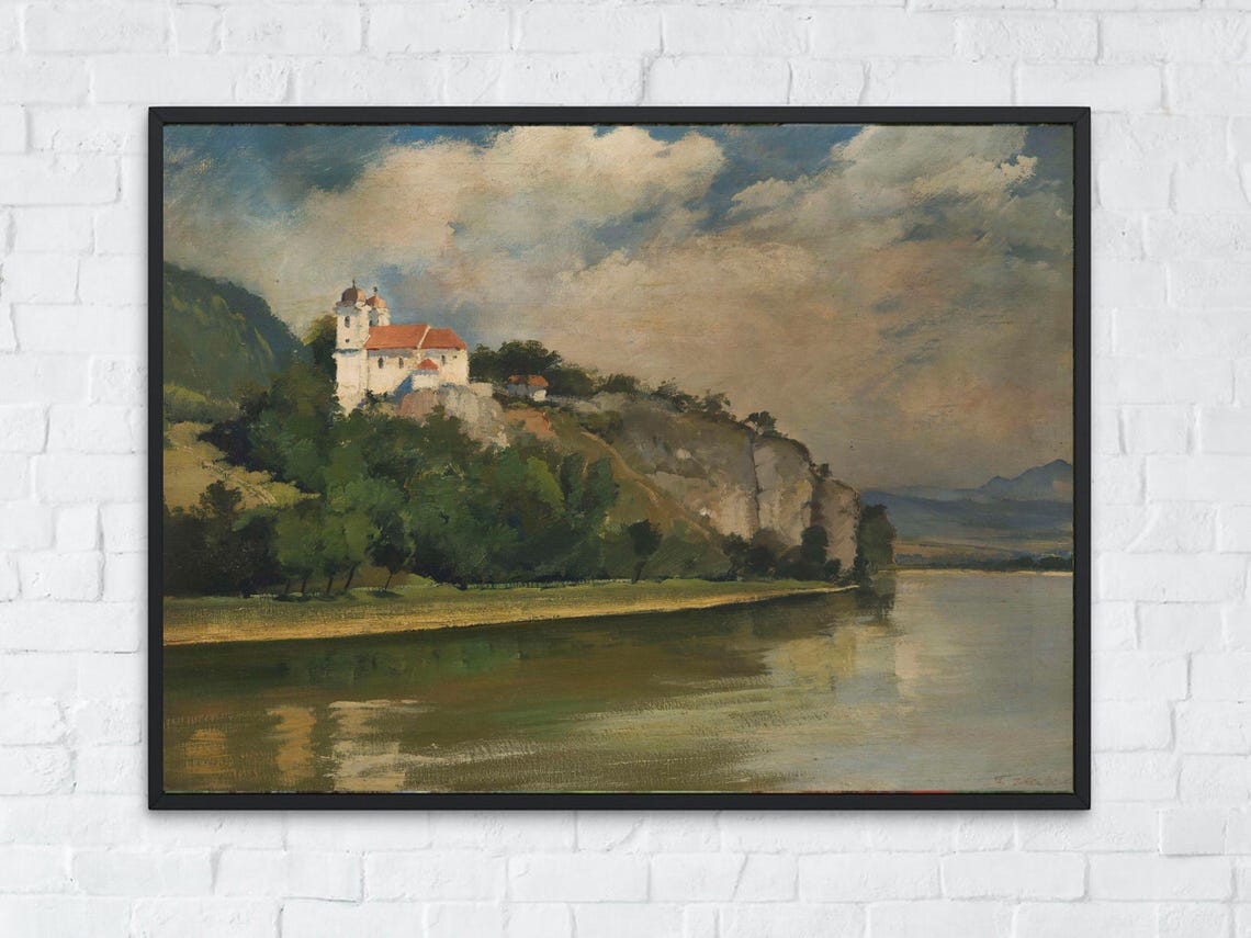Vintage Landscape Print Vintage Church Painting Antique Landscape Print Church Artwork Countryside Painting Country Church Art - Image 5