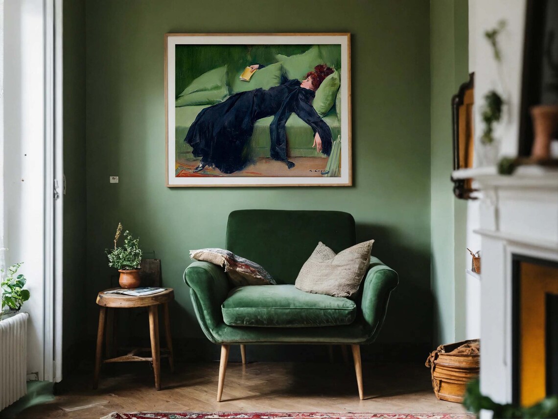 Victorian Woman Portrait Painting, Moody Decor - Image 6