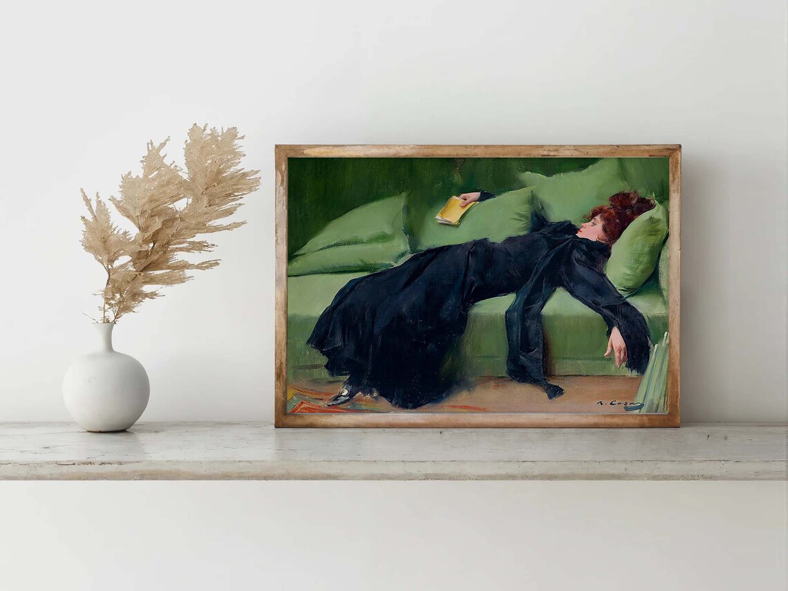 Victorian Woman Portrait Painting, Moody Decor - Image 7