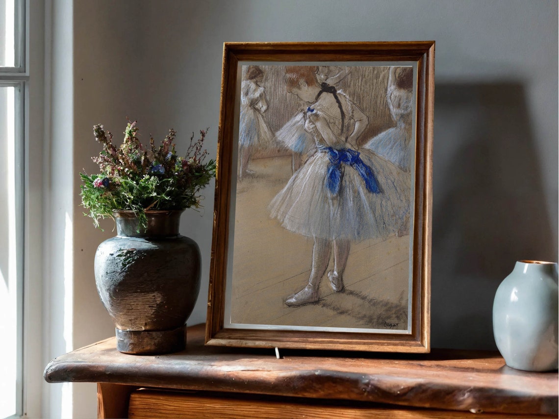 Edgar Degas Ballerina Blue Ribbon Dancer Pastel Rehearsal Poster - Image 8