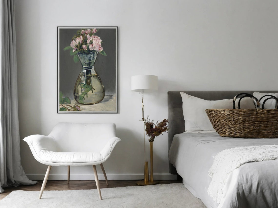 Edouard Manet Moss Roses in a Vase Pink Rose Still Life Poster - Image 8