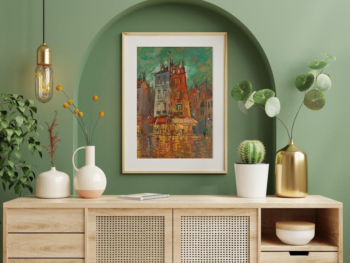 Paris Night Hotel Street Vintage Nightlife Cityscape Painting Poster - Image 4